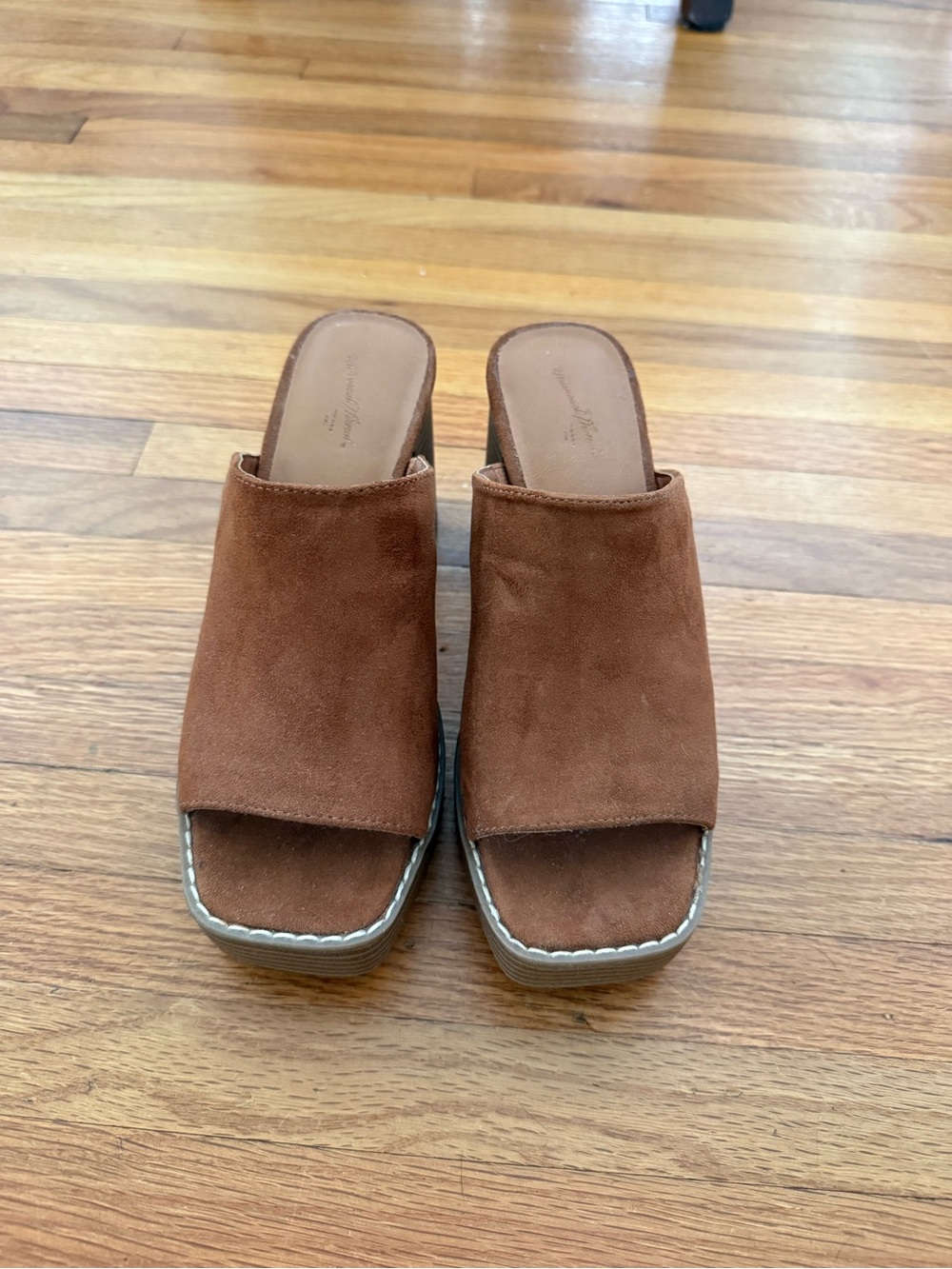 Target Brown Suede Open-Toe Slide Mules